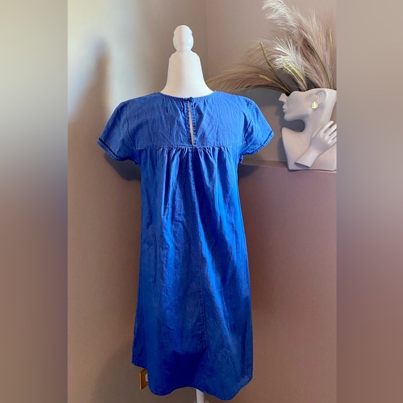 Old Navy‎ Small Flower Embroidered Demi Blue Summer Spring Vacation Mini Dress - Picture 3 of 4